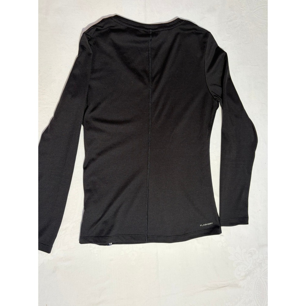 The North Face FlashDry V-Neck Long Sleeve Shirt Black Womens Small Base Layer